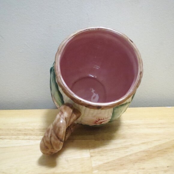 Fitz & Floyd Embossed X2 Coffee Mugs 4"H Floral & Basketweave 1989 - Picture 7 of 11